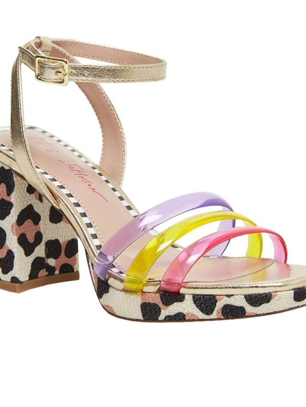 Never worn! Betsey Johnson Roni leopard print heels with multicolor jelly bands - Picture 8 of 8